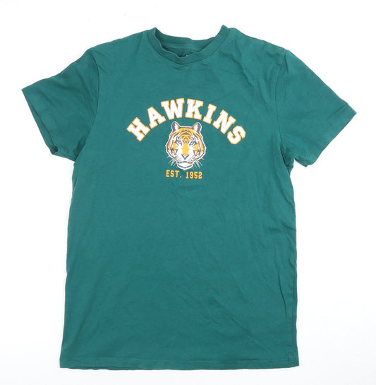 Stranger Things Unisex Green T-Shirt, Size S, Crew Neck