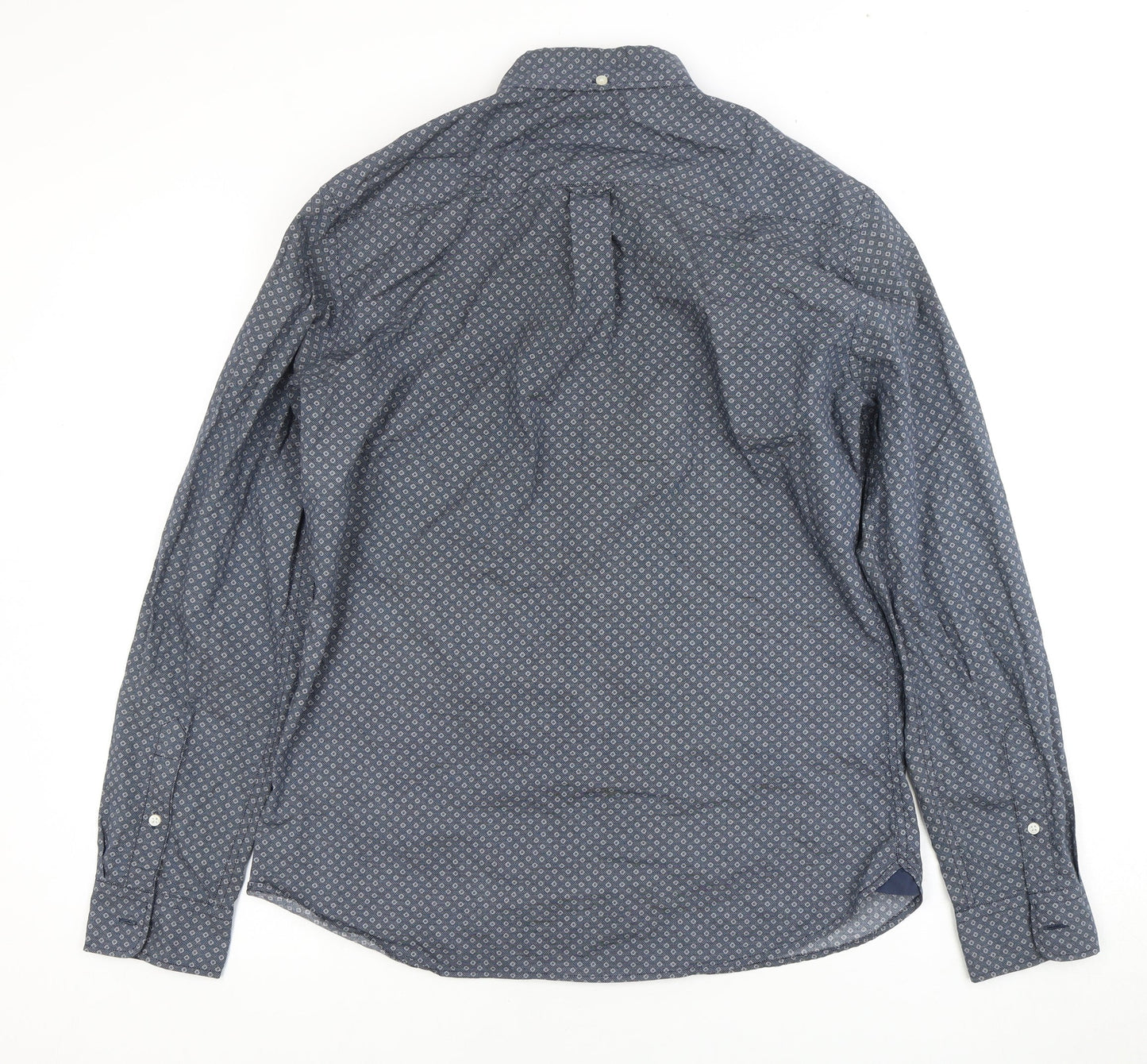 Next Men's Blue Geometric Medium Dress Shirt