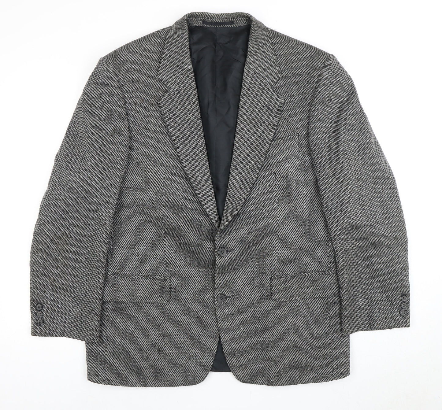 Vintage Men's Grey Wool Blazer 40 Short Herringbone