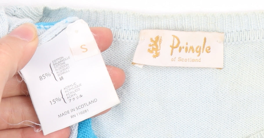 Pringle Men's Blue Argyle Pullover Jumper, Size S