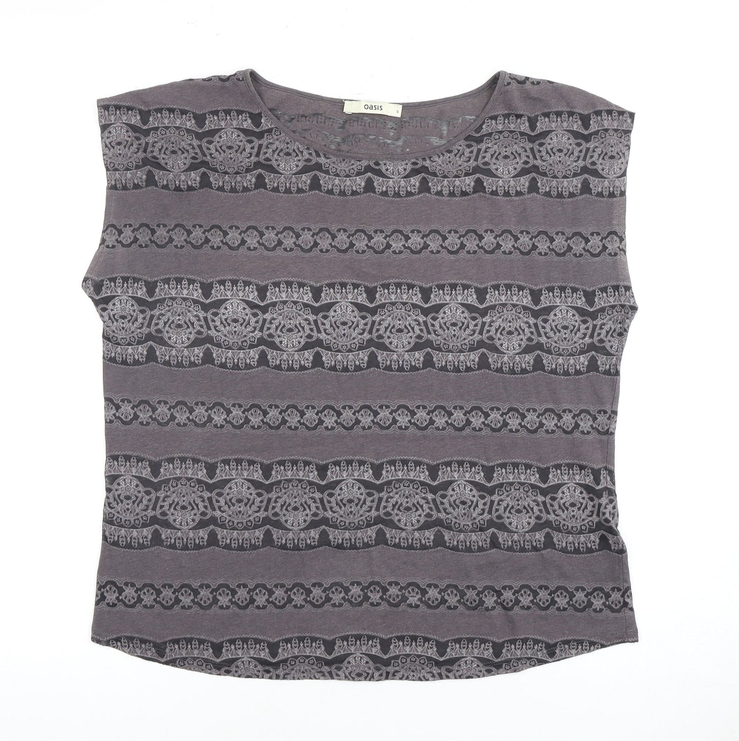 Oasis Women's Grey Geometric T-Shirt Size S