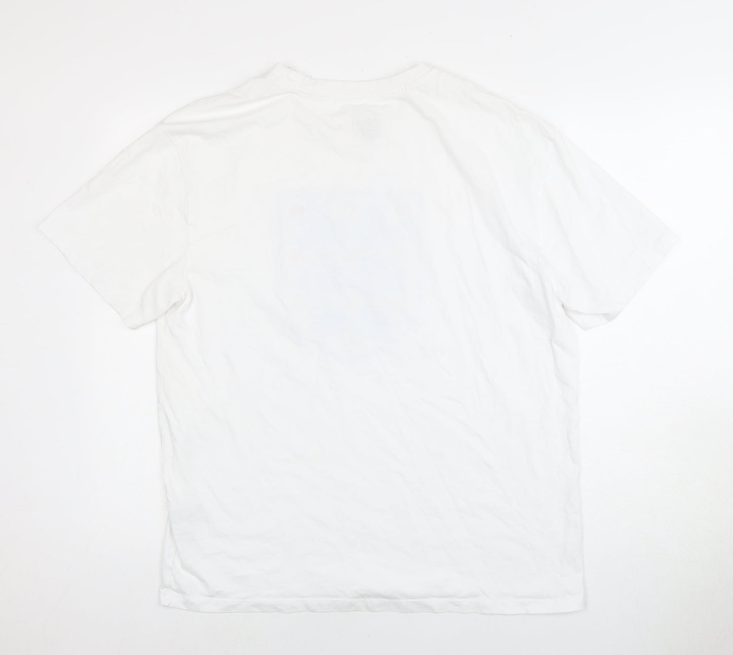 England Men's White L Sports Graphic T-Shirt, Cotton, Crew Neck