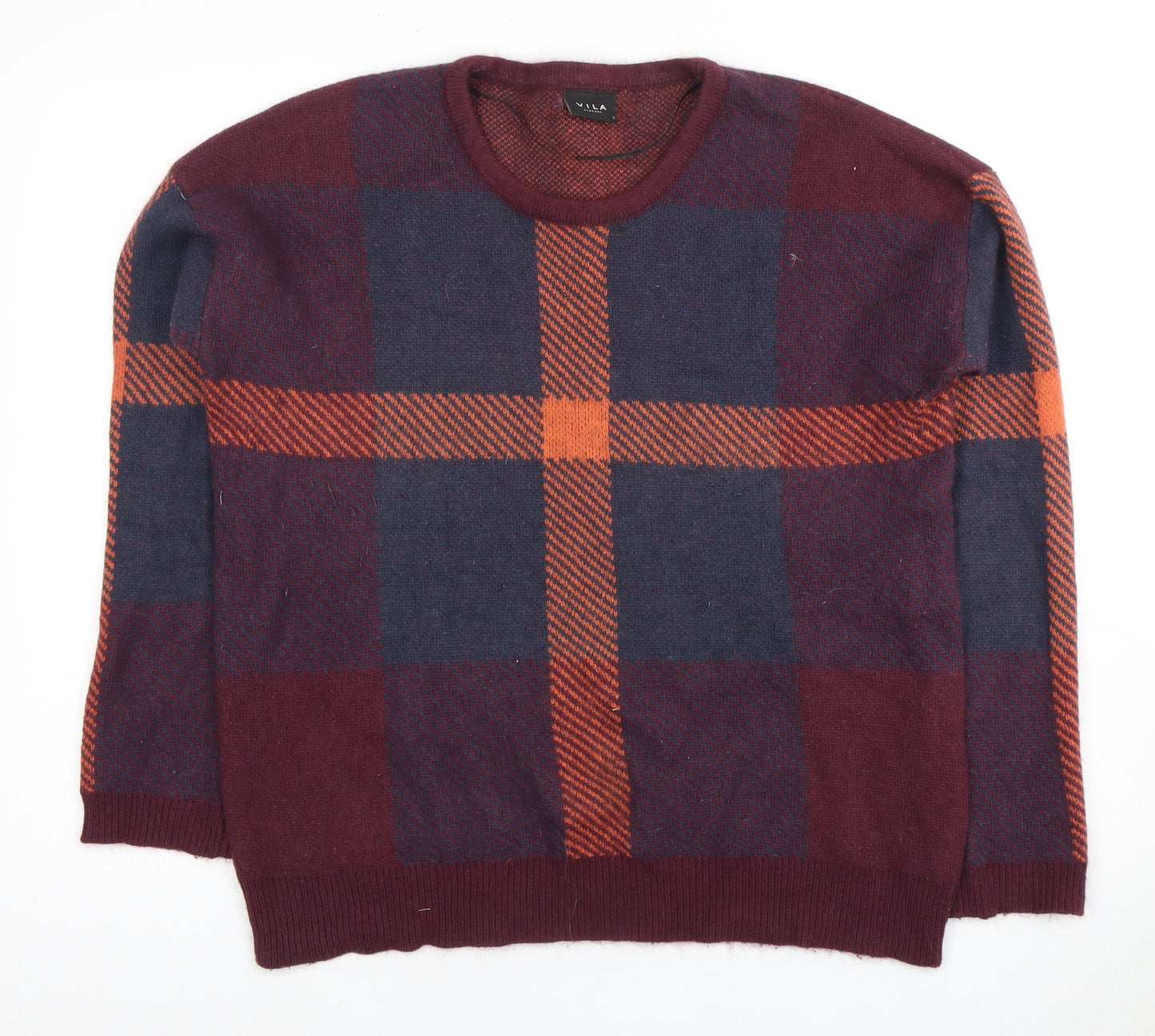 Vila Women's Multicoloured Long Sleeve Check Jumper