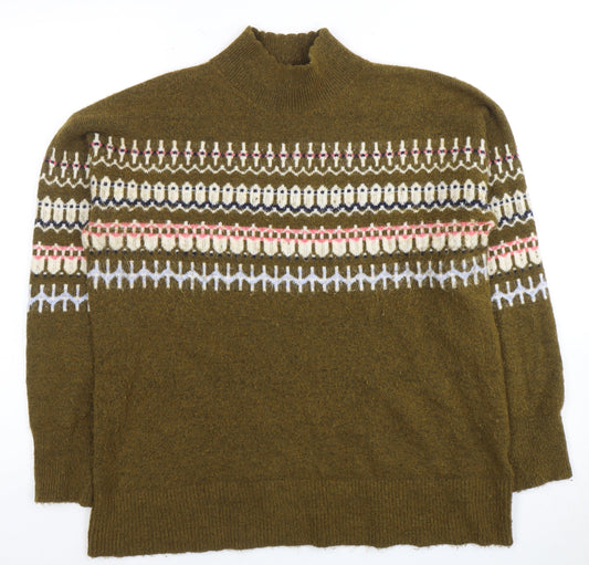 Fat Face Women's Green Fair Isle Pullover Jumper Size 12