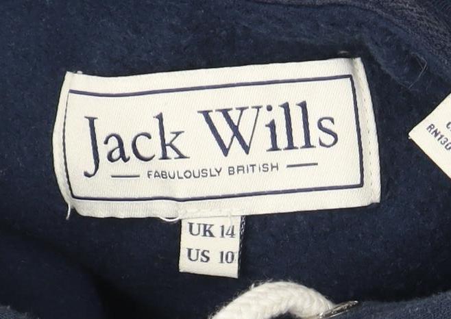 Jack Wills Unisex Blue Pullover Hoodie Size 14