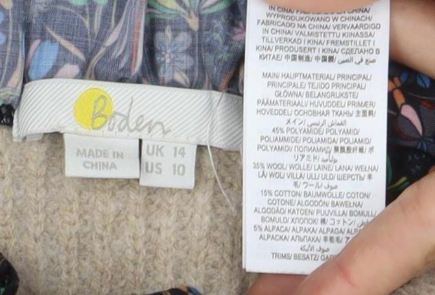 Boden Women's Beige Cable-Knit Jumper Size 14