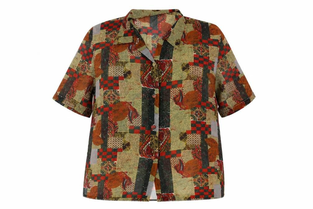 Women's Multicoloured Patchwork Blouse, Size 18