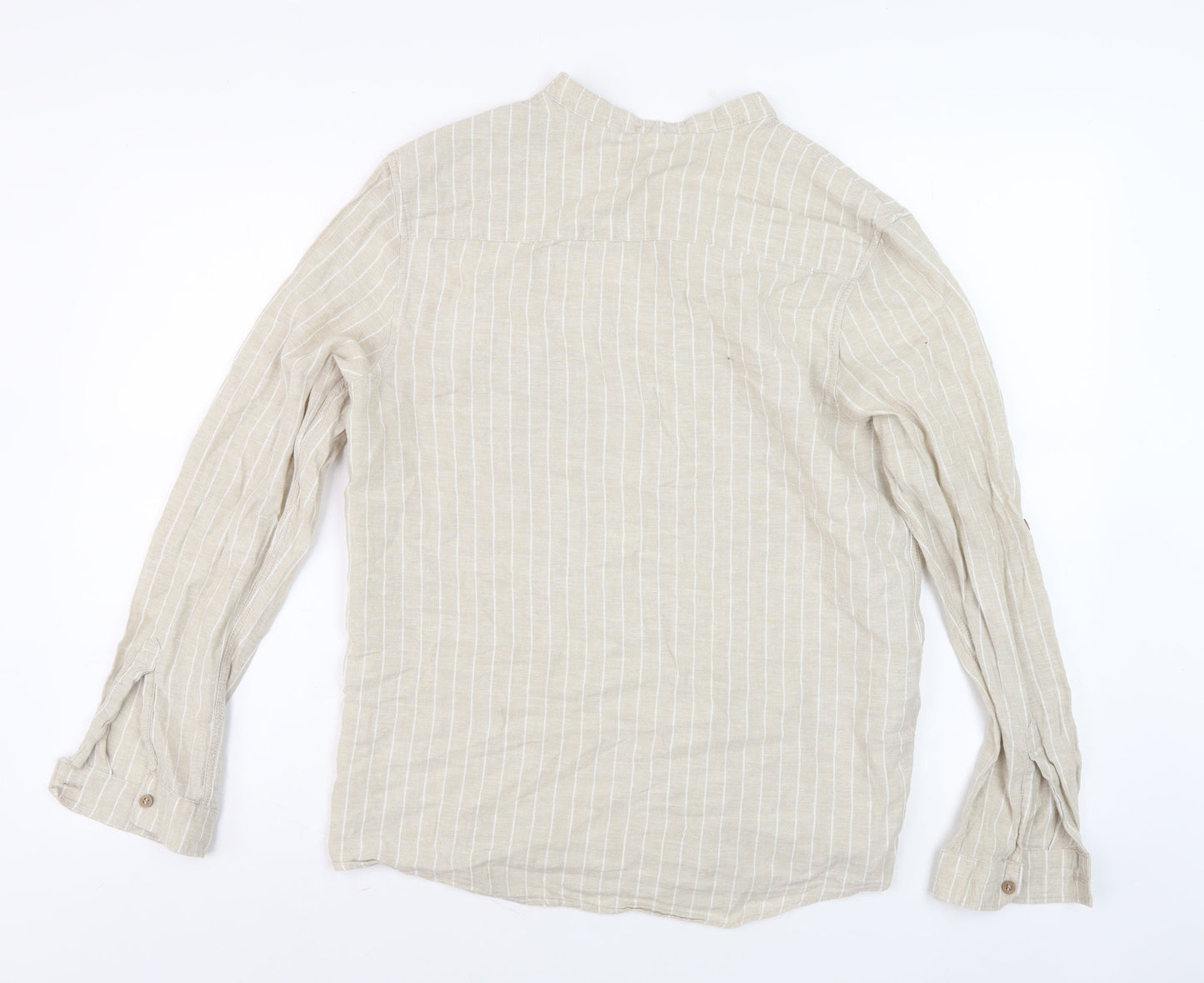 Next Boys Beige Striped Long Sleeve Button-Up Shirt - Size 15 Years
