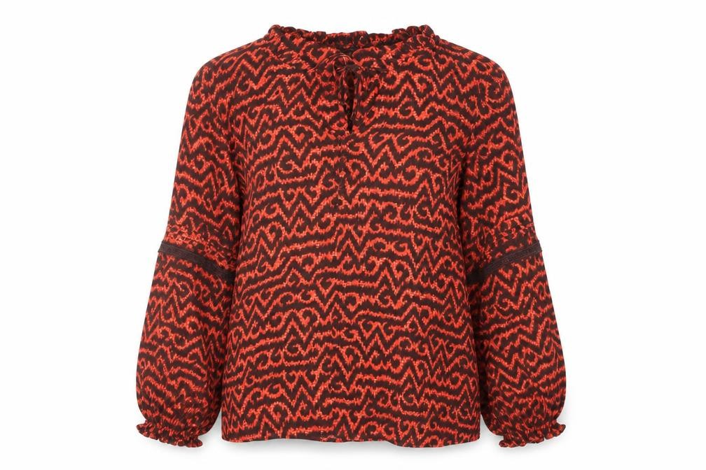 Marks and Spencer Red Geometric Blouse, Size 14, New