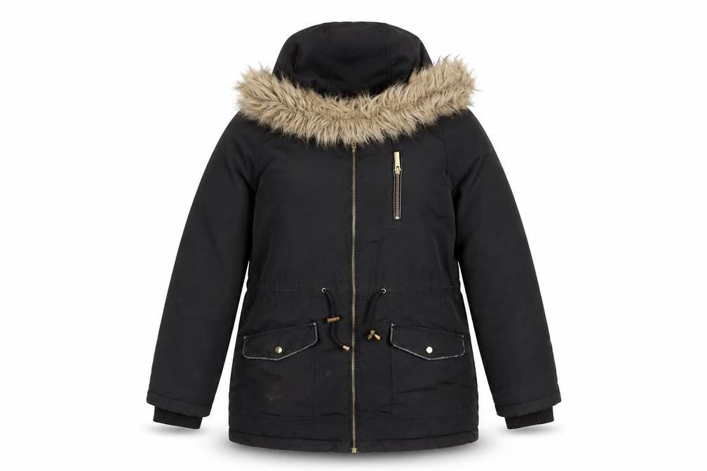 Oasis Women's Black Hooded Parka Coat S Polyester Winter