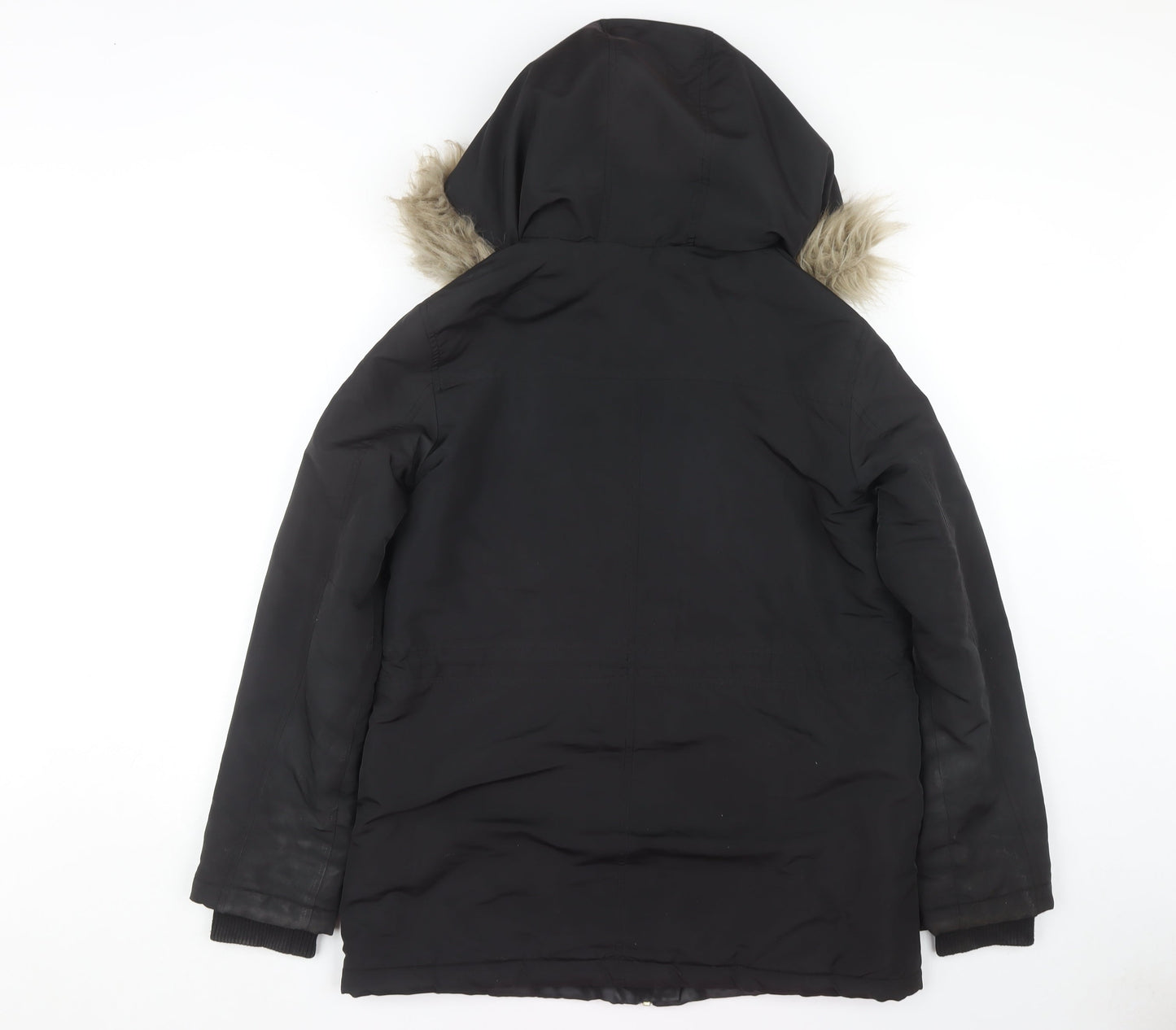 Oasis Women's Black Hooded Parka Coat S Polyester Winter