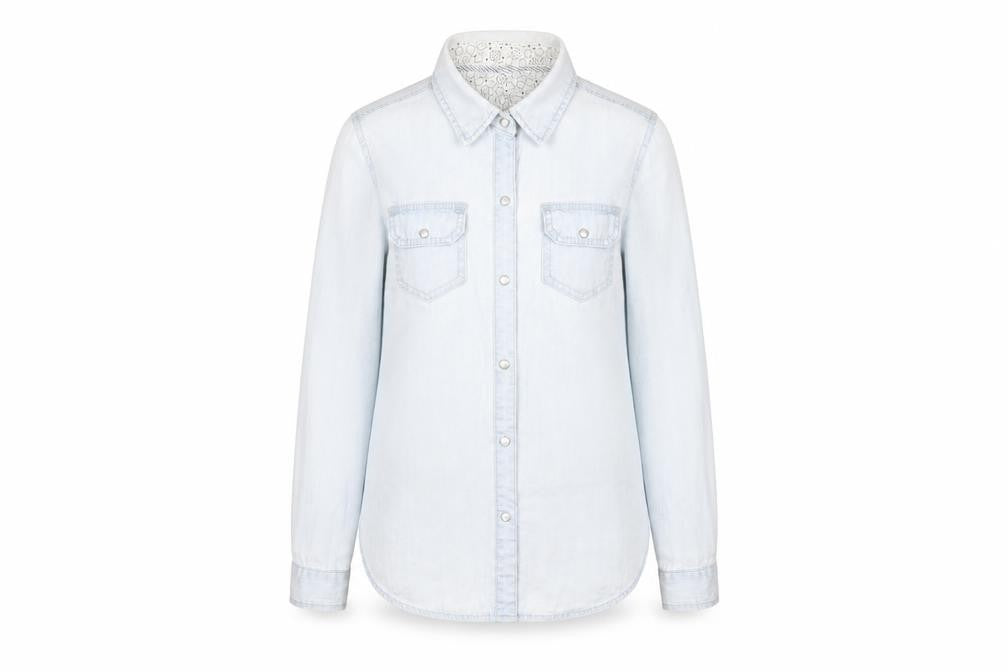 FatFace Women's Blue Denim Button-Up Shirt Size 10