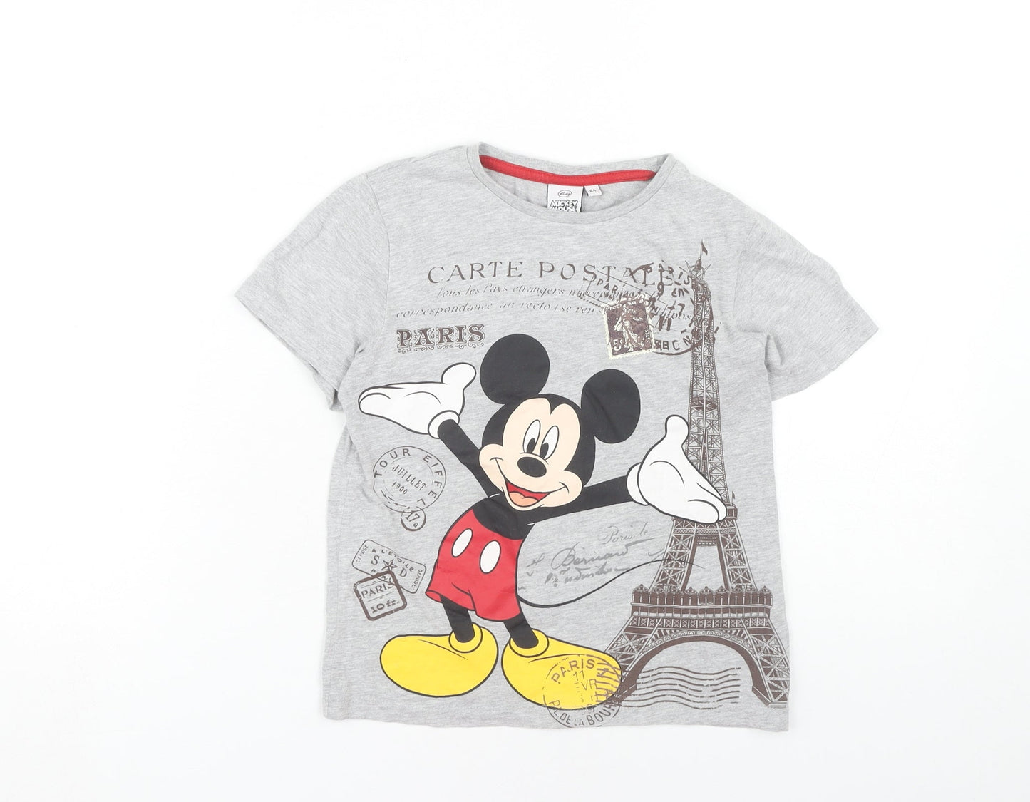 Disney Boys Grey Mickey Mouse T-Shirt, Size 8 Years, Casual Fun