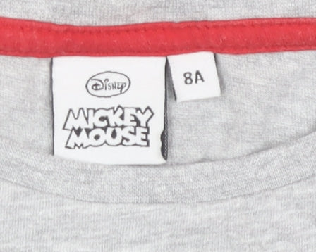 Disney Boys Grey Mickey Mouse T-Shirt, Size 8 Years, Casual Fun