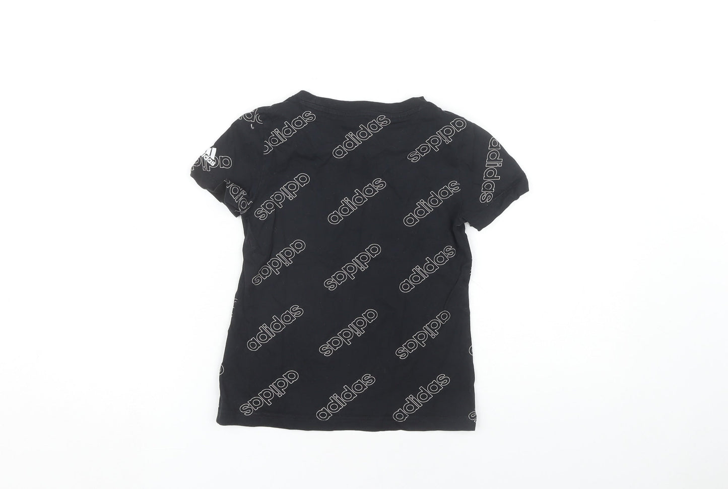 Adidas Girls Black Graphic T-Shirt, 9-10 Years, Casual Logo