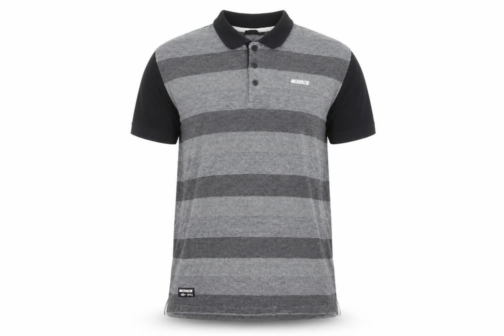 McKenzie Men's Black & Grey Striped Polo Shirt XL