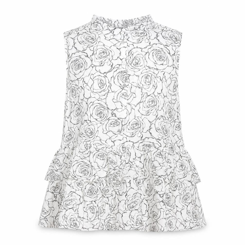 Beloved Women's White Floral Sleeveless Blouse Size 12