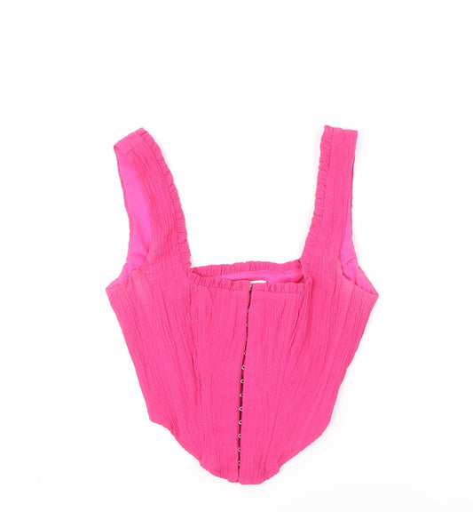Stradivarius Women's Pink Camisole Square Neck Top