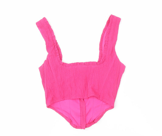 Stradivarius Women's Pink Camisole Square Neck Top