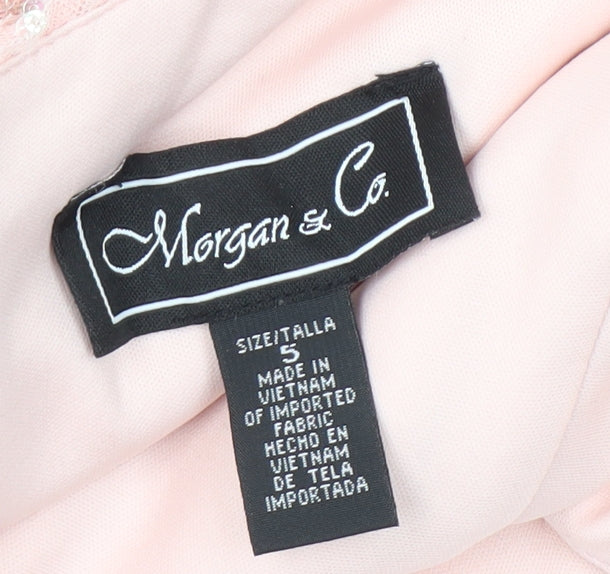 Morgan & Co. Pink Sequin Long Dress, S, Party