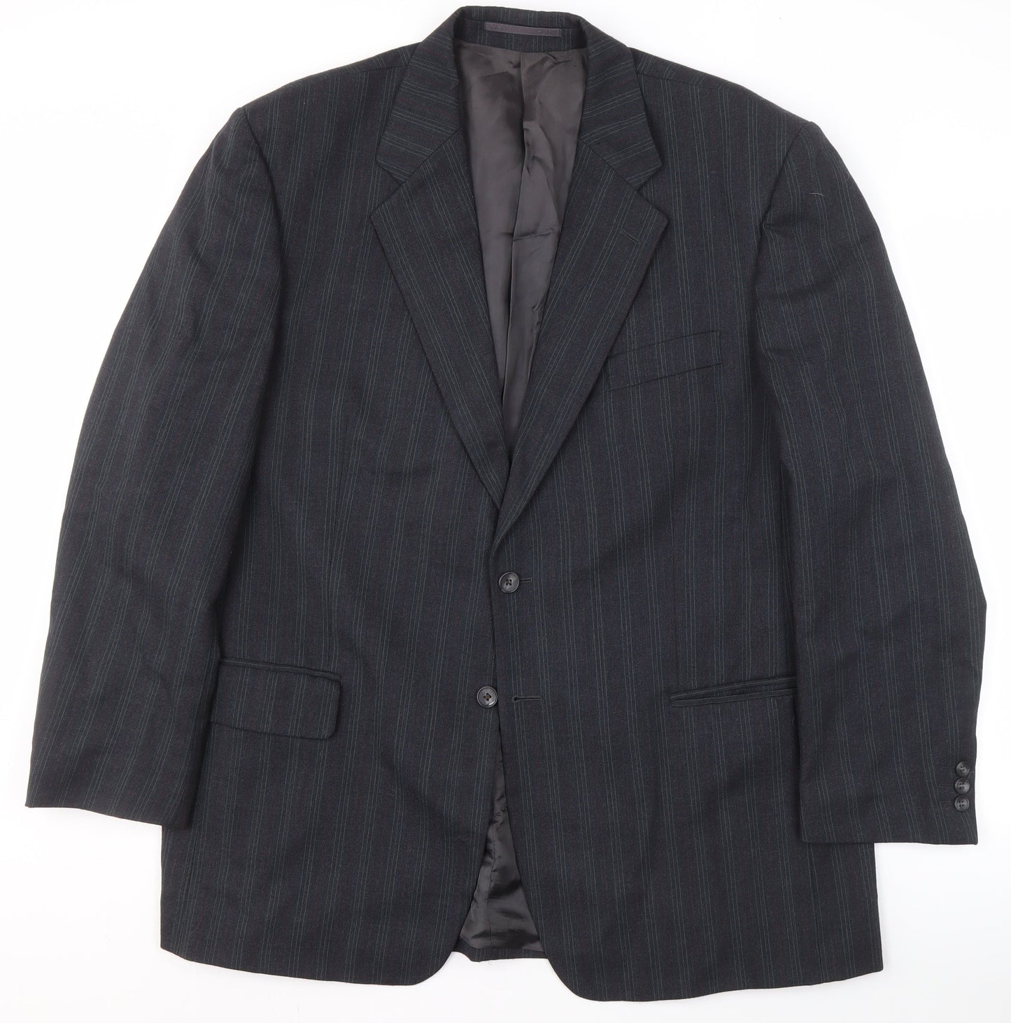 Daniel Drescott Men's Grey Striped Blazer, Size 46R