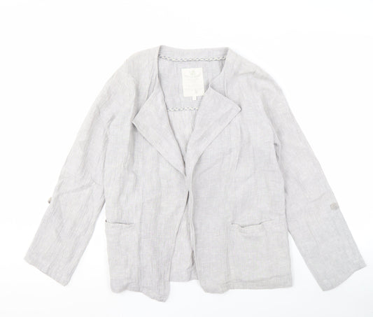 White Stuff Women's Grey Linen Blazer Size 8