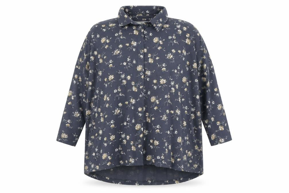FatFace Women's Blue Floral Button-Up Top Size 10