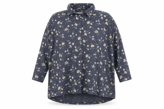 FatFace Women's Blue Floral Button-Up Top Size 10