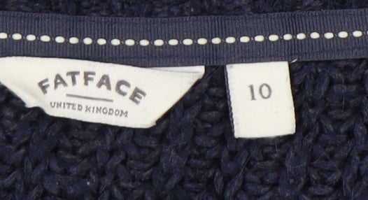 FatFace Women's Blue Open-Knit Pullover Jumper Size 10