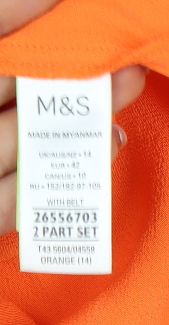 Marks and Spencer Women's Orange Blouse, Size 14, Viscose