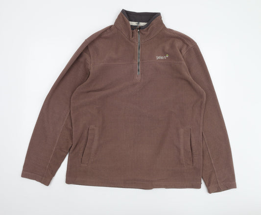 Gelert Mens Brown 1/4 Zip Fleece Sweatshirt Large