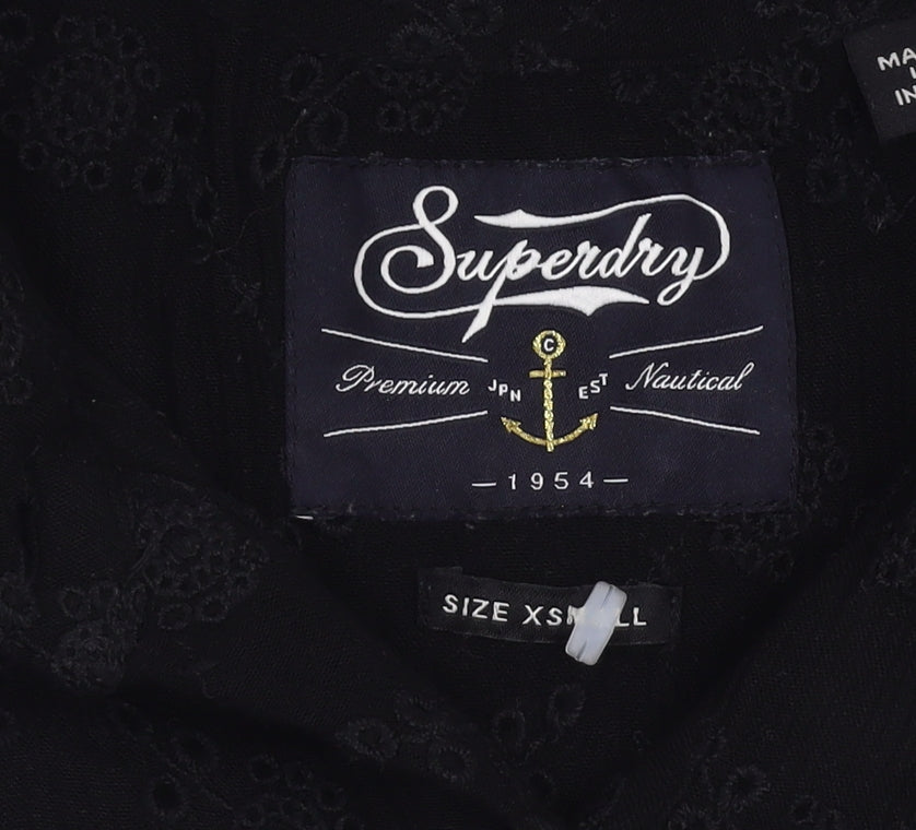 Superdry Women's Black XS Sleeveless Button-Up Shirt