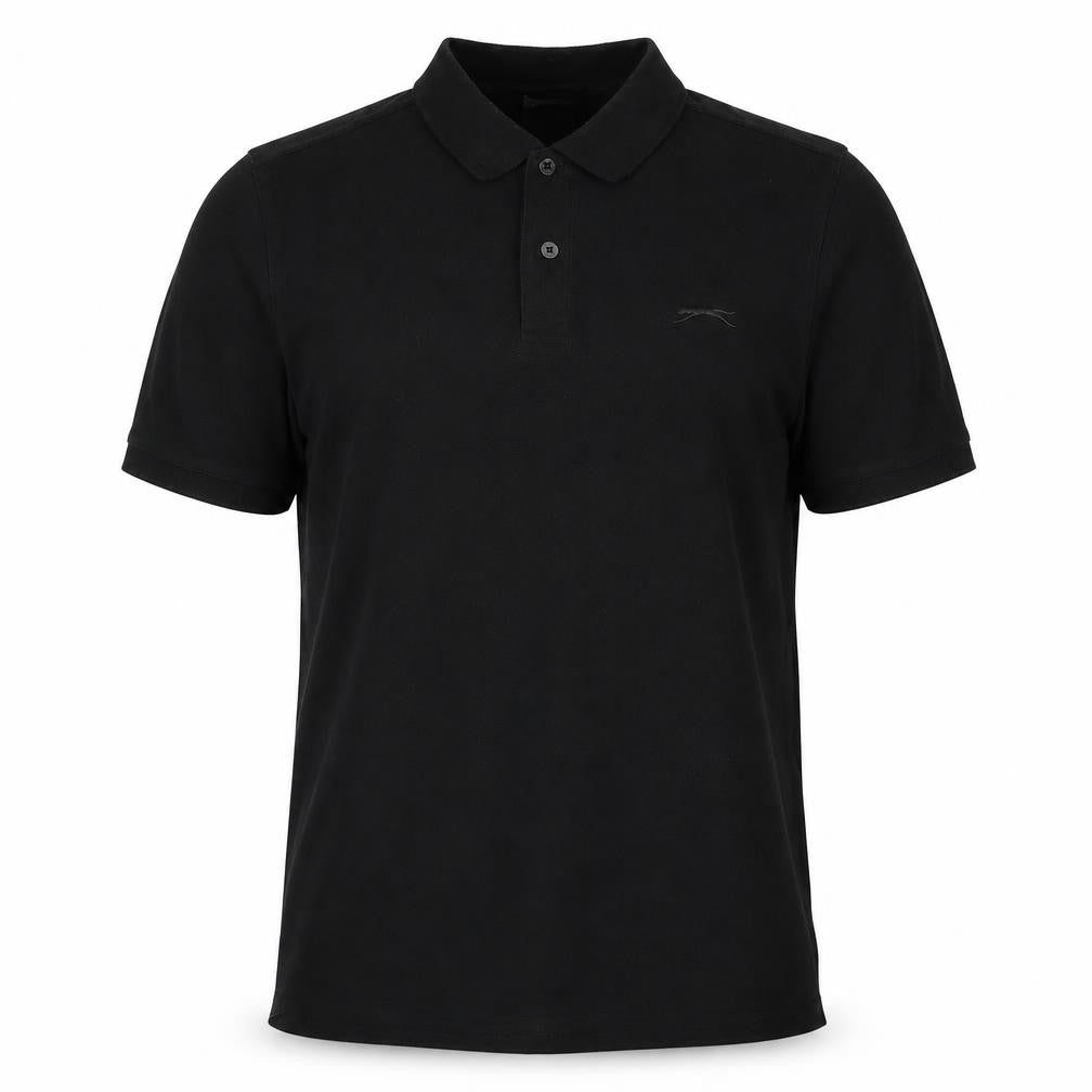 Slazenger Men's Black Polo Shirt L - Casual Solid Short Sleeve