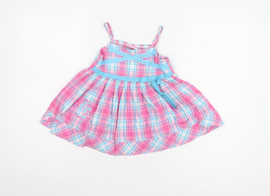 Barbie Girls Pink Blue Plaid A-Line Dress Size 5