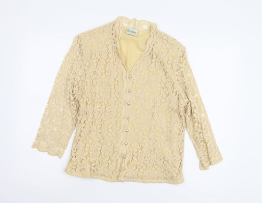 Eastex Women's Beige Lace Blouse, Size 12, Elegant Formal
