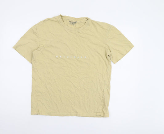 Jack & Jones Men's Beige Crew Neck T-Shirt Size M