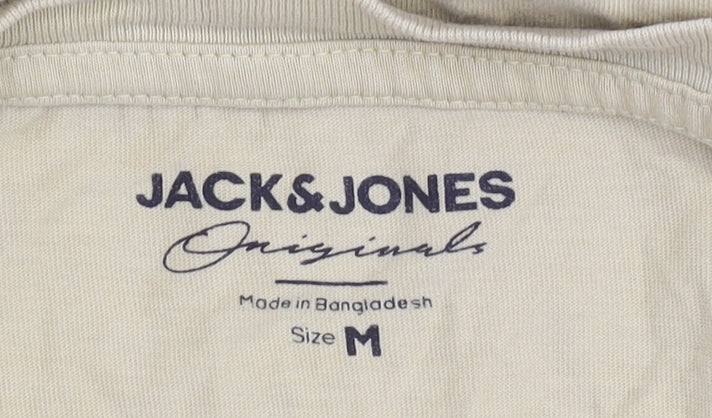 Jack & Jones Men's Beige Crew Neck T-Shirt Size M