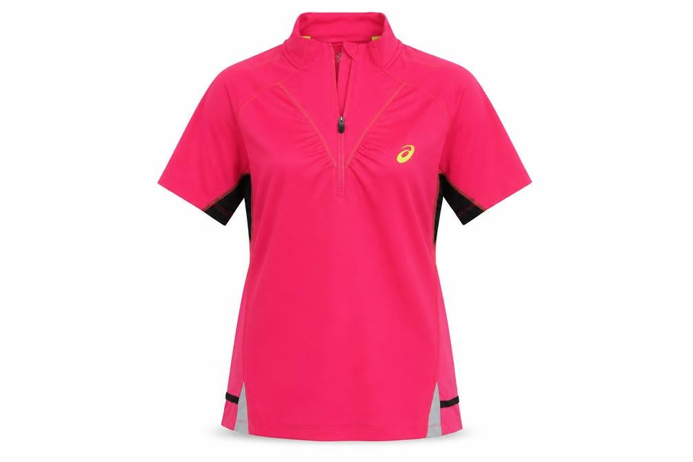 Front view of Asics Women’s Pink Short Sleeve Athletic Top, S