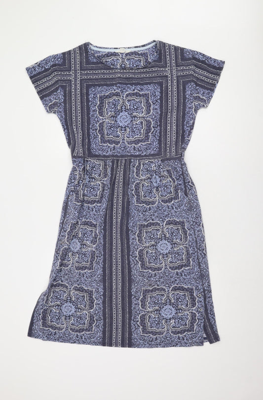 White Stuff Women's Blue Dress UK 10 Geometric Pattern