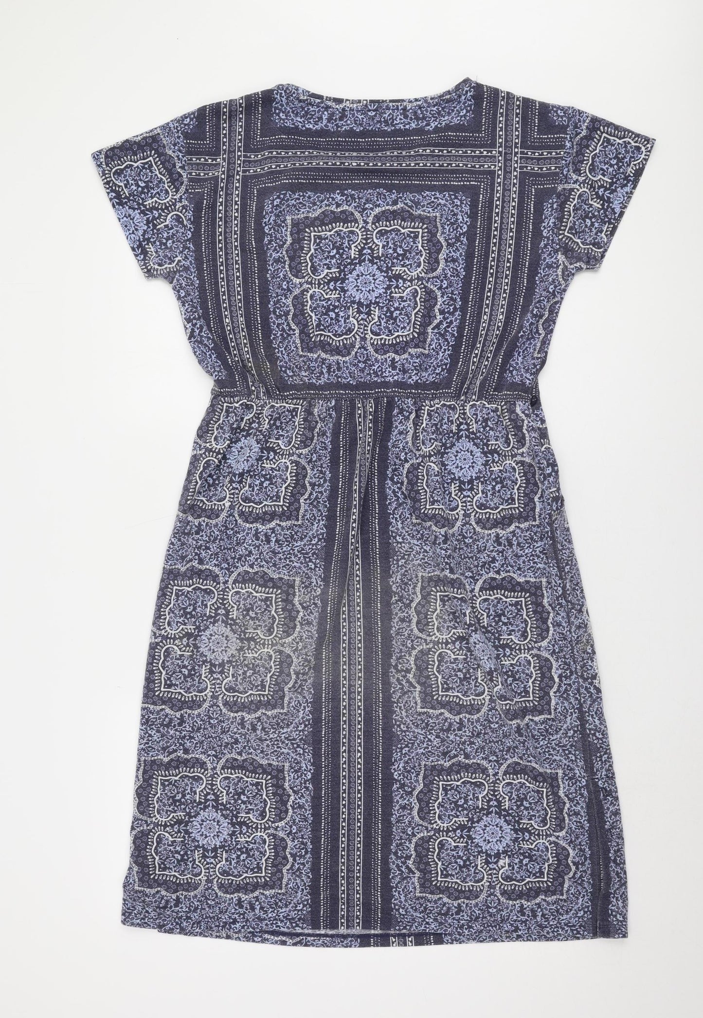 White Stuff Women's Blue Dress UK 10 Geometric Pattern
