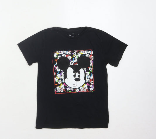 Disneyland Paris Girls Black Mickey T-Shirt, Size 8Y, Graphic Design