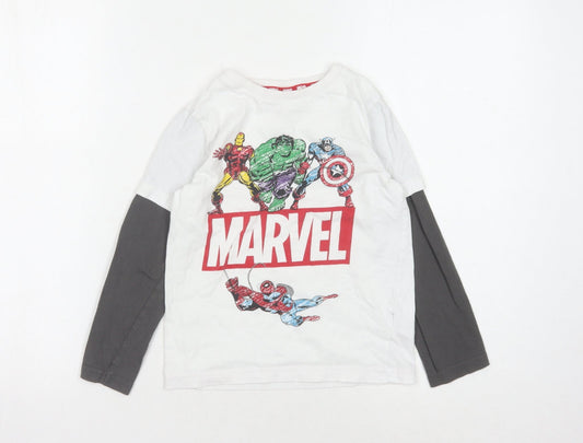 Marvel Boys White Superhero Long Sleeve T-Shirt 5-6 Years