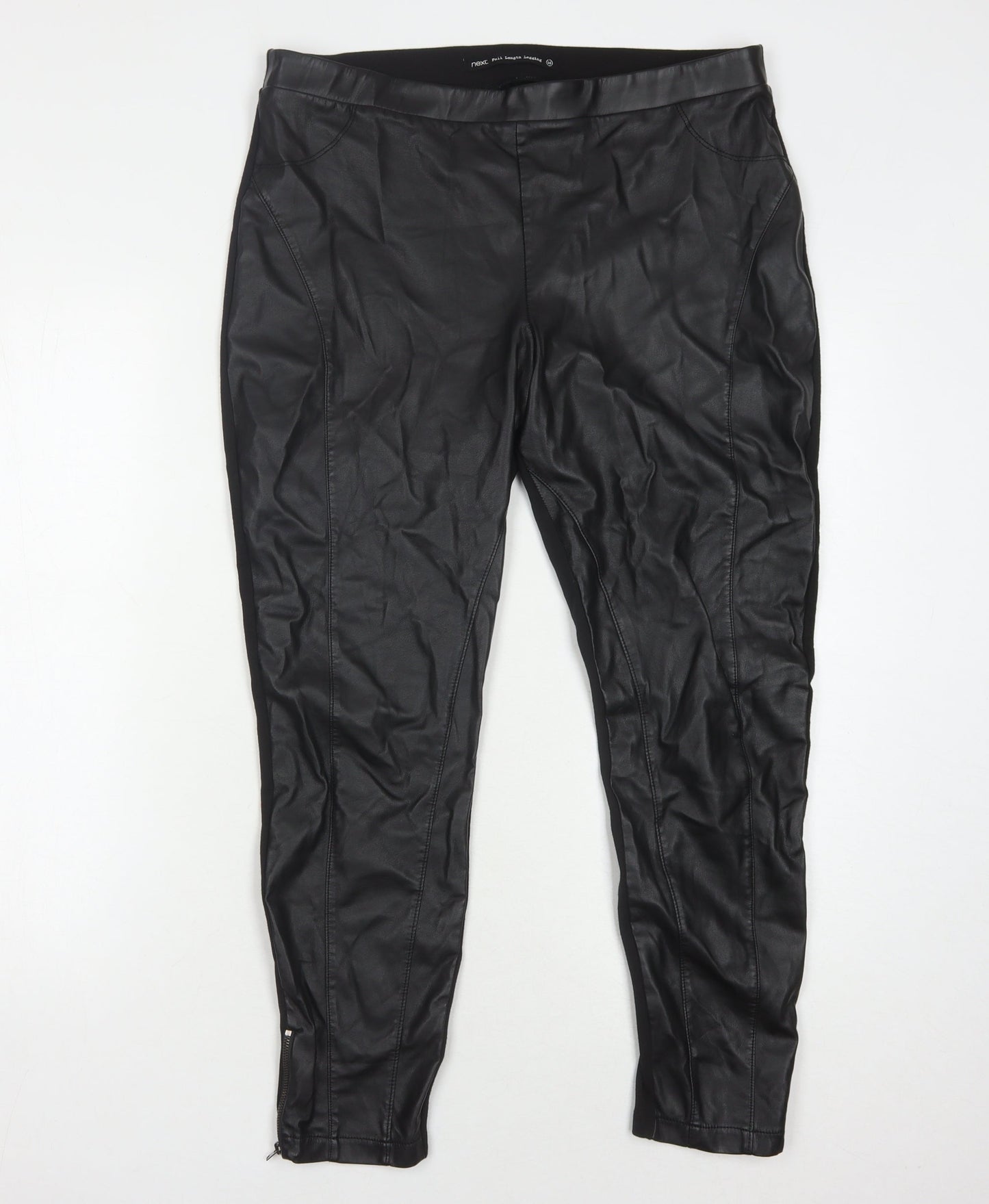 Next Women's Black Skinny Jegging Trousers Zip Detail Size 16