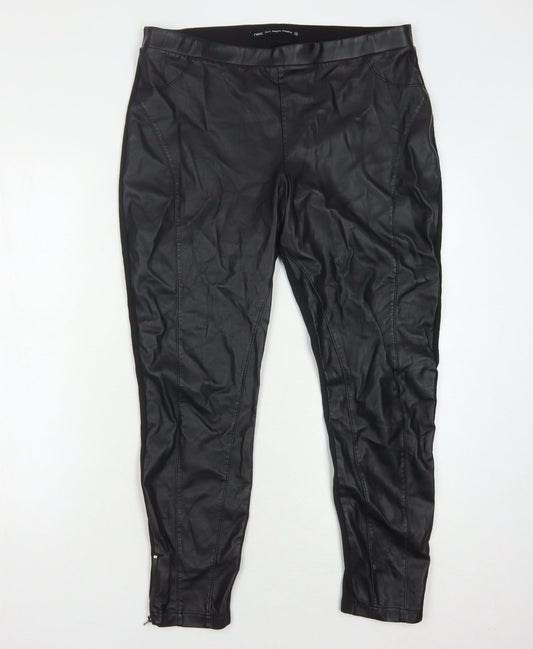 Next Women's Black Skinny Jegging Trousers Zip Detail Size 16