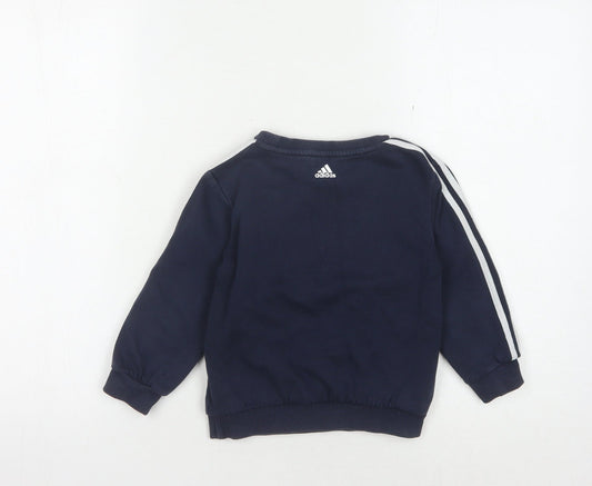 Adidas Boys Blue Pullover Sweatshirt 4 Years Logo Casual