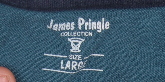 James Pringle Men's Blue Polo Shirt Large