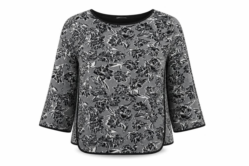 Marks and Spencer Women's Black Floral Jumper, Size 16