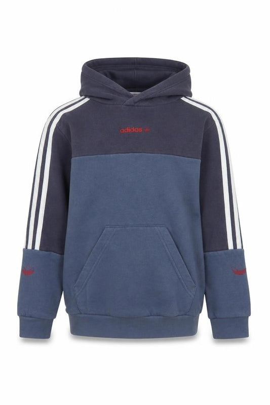 Adidas Boys Blue Pullover Hoodie XS Colourblock