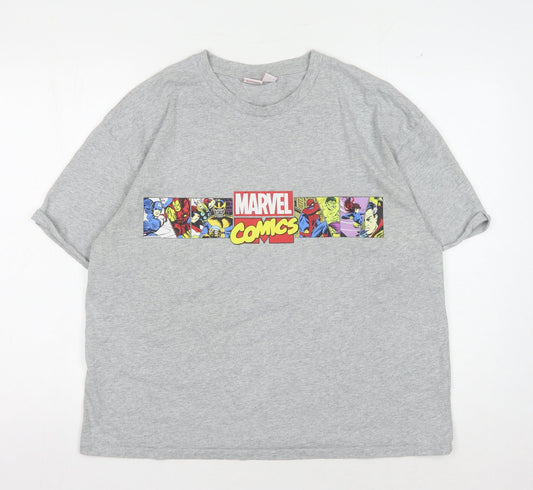Marvel Comics Grey Unisex T-Shirt L Crew Neck Graphic