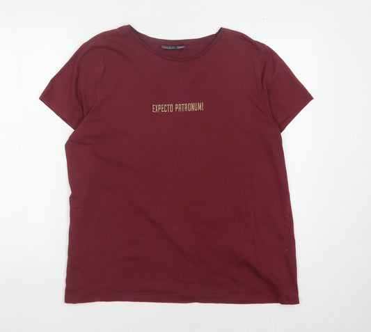Womens UK Size L Harry Potter Red 100% Cotton T-Shirt